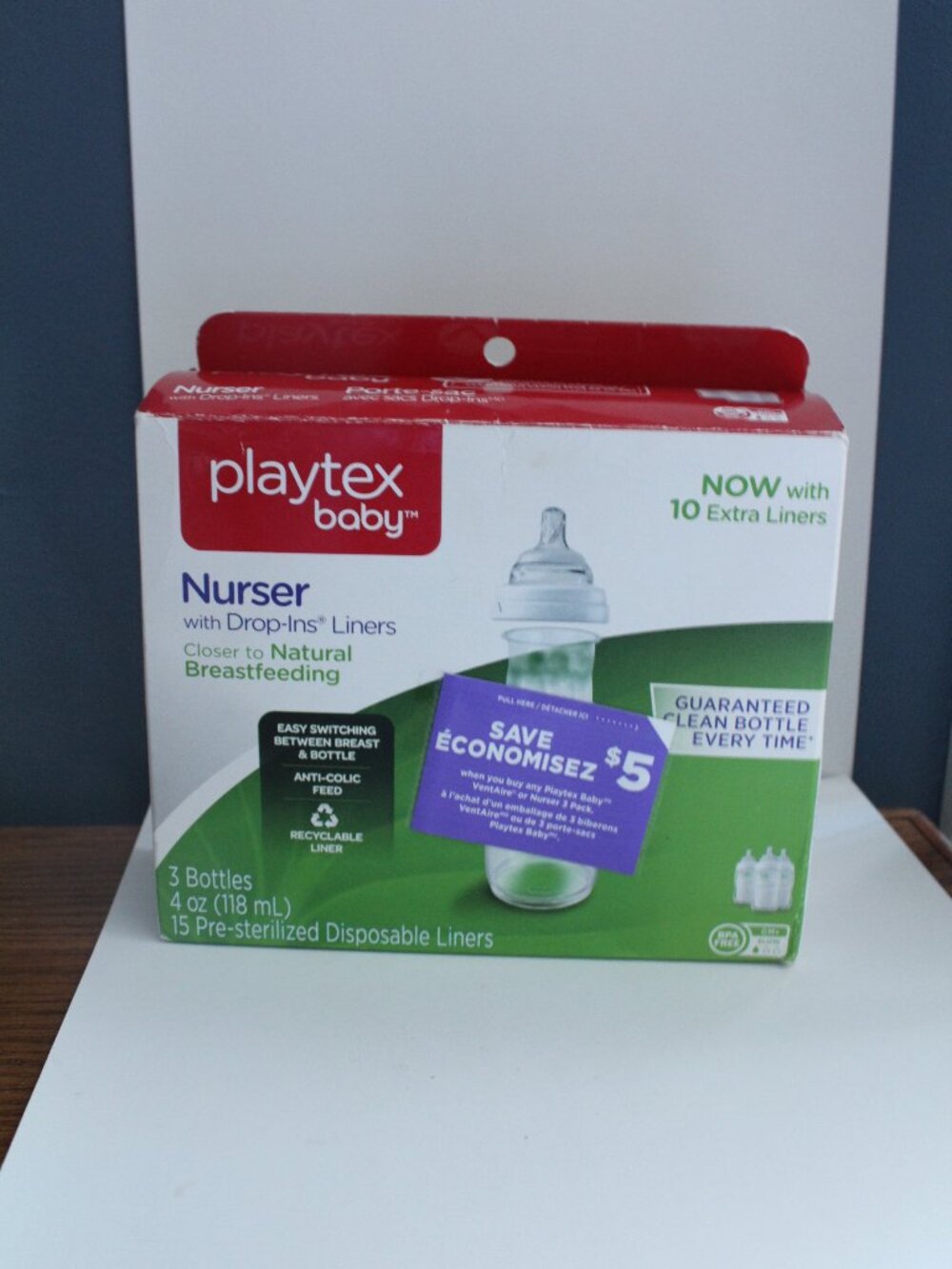 Playtex Baby 3 Bottles Complete With Drop in 15 Liners